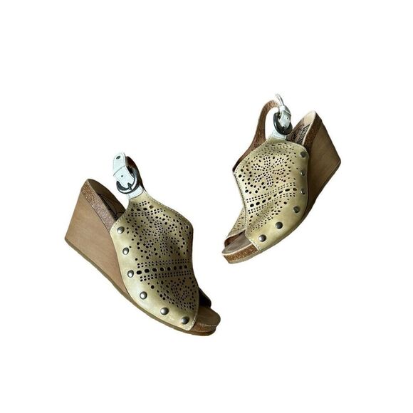 Pikolinos Benissa Perforated Leather Slingback Wedge Sandals size 39 US 8.5 - Picture 1 of 11